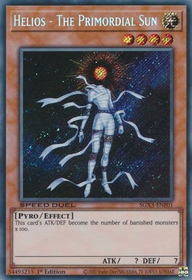 Helios The Primordial Sun Secret Rare Speed Duel GX: Duelists of Shadows Yu-Gi-Oh! card