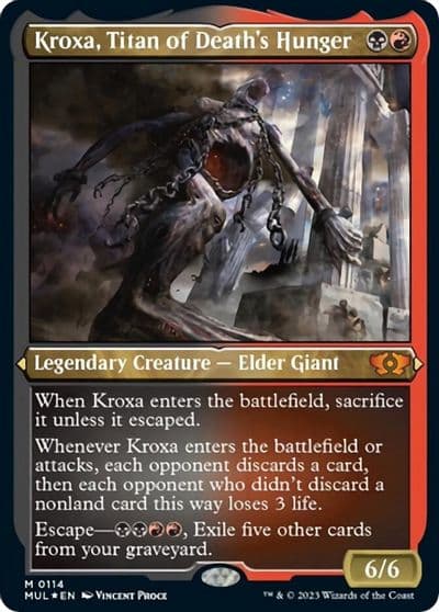 Kroxa Titan of Deaths Hunger Foil Etched March of the Machine: Multiverse Legends Magic card