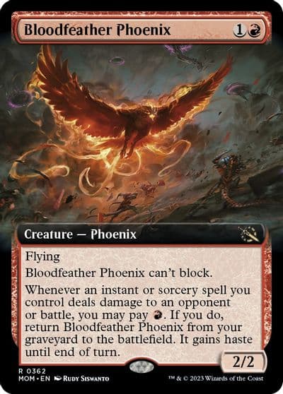 Bloodfeather Phoenix Extended Art March of the Machine Magic card