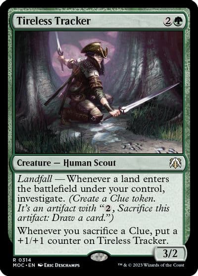 Tireless Tracker Commander: March of the Machine Magic card
