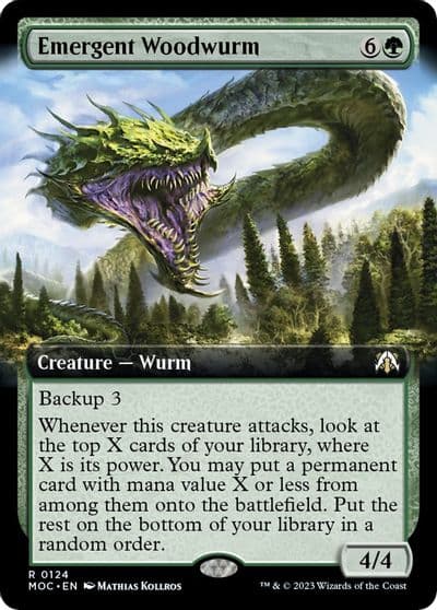 Emergent Woodwurm Extended Art Commander: March of the Machine Magic card