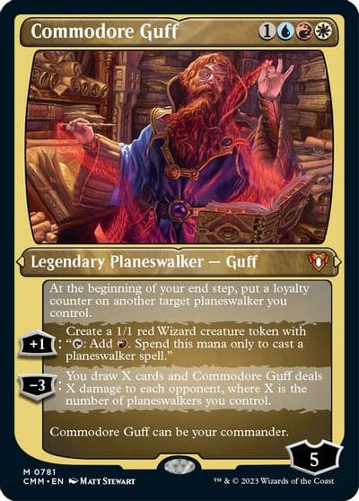 Commodore Guff Display Commander Foil Etched Thick Stock Commander Masters Magic card