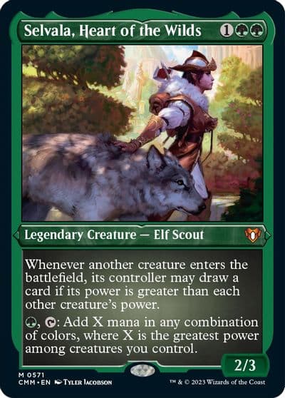 Selvala Heart of the Wilds Foil Etched Commander Masters Magic card