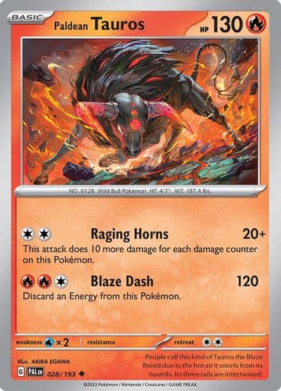 Paldean Tauros SV02: Paldea Evolved Pokemon card