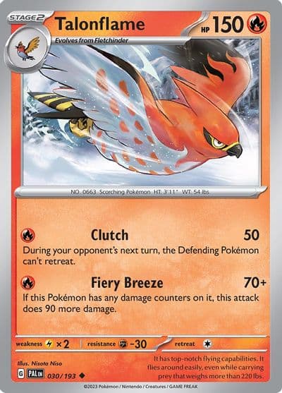 Talonflame SV02: Paldea Evolved Pokemon card