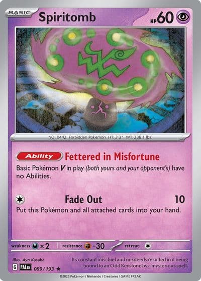 Spiritomb SV02: Paldea Evolved Pokemon card