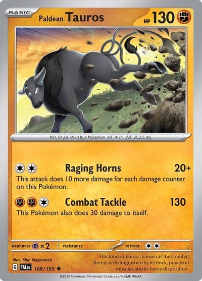 Paldean Tauros SV02: Paldea Evolved Pokemon card