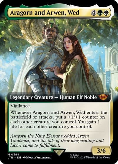 Aragorn and Arwen Wed Extended Art Universes Beyond: The Lord of the Rings: Tales of Middle-earth Magic card