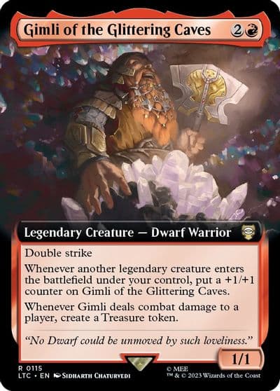 Gimli of the Glittering Caves Extended Art Commander: The Lord of the Rings: Tales of Middle-earth Magic card