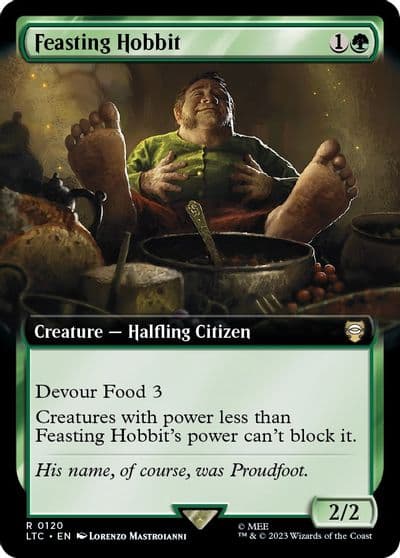 Feasting Hobbit Extended Art Commander: The Lord of the Rings: Tales of Middle-earth Magic card