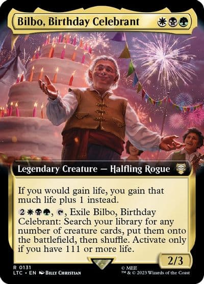 Bilbo Birthday Celebrant Extended Art Commander: The Lord of the Rings: Tales of Middle-earth Magic card