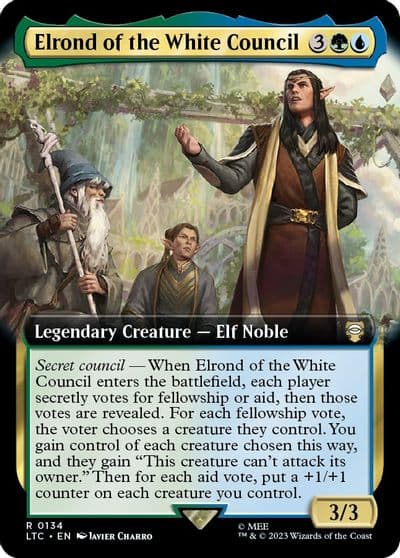 Elrond of the White Council Extended Art Commander: The Lord of the Rings: Tales of Middle-earth Magic card