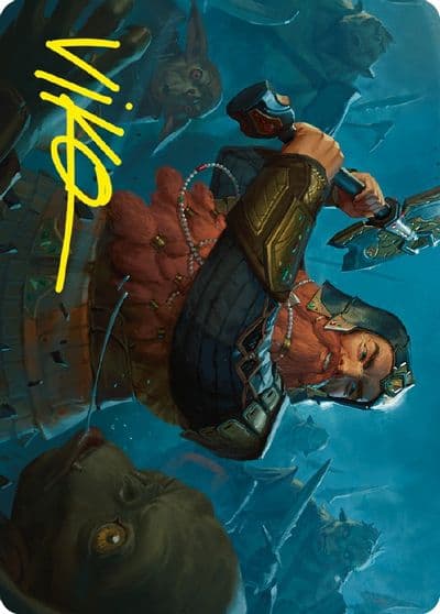 Gimli Counter of Kills Art Card 10 81 Gold Stamped Signature Art Series: Universes Beyond: The Lord of the Rings: Tales of Middle-earth Magic card