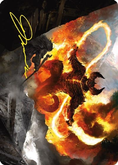 The Balrog Flame of Udun Art Card Gold Stamped Signature Art Series: Universes Beyond: The Lord of the Rings: Tales of Middle-earth Magic card
