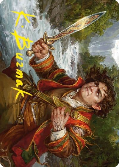 Frodo Baggins Art Card 16 81 Gold Stamped Signature Art Series: Universes Beyond: The Lord of the Rings: Tales of Middle-earth Magic card