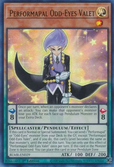 Performapal Odd Eyes Valet Battles of Legend: Monstrous Revenge Yu-Gi-Oh! card