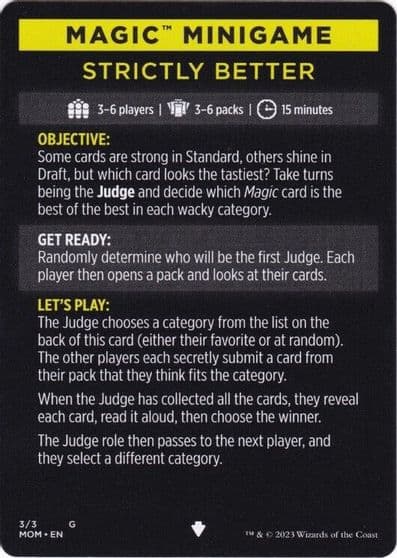 Magic Minigame Strictly Better March of the Machine Magic card