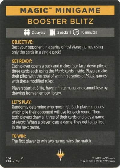 Magic Minigame Booster Blitz Universes Beyond: The Lord of the Rings: Tales of Middle-earth Magic card