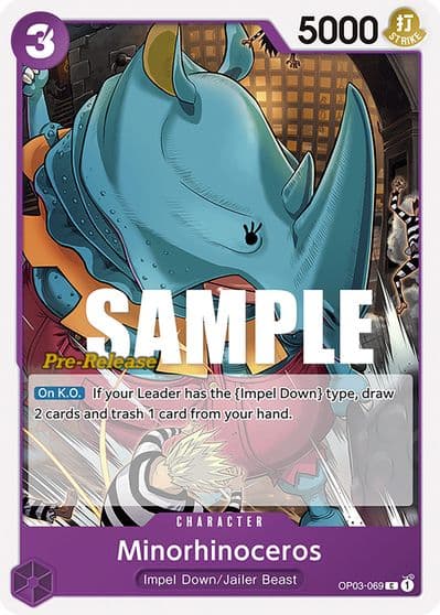 Minorhinoceros Pillars of Strength Pre-Release Cards One Piece card