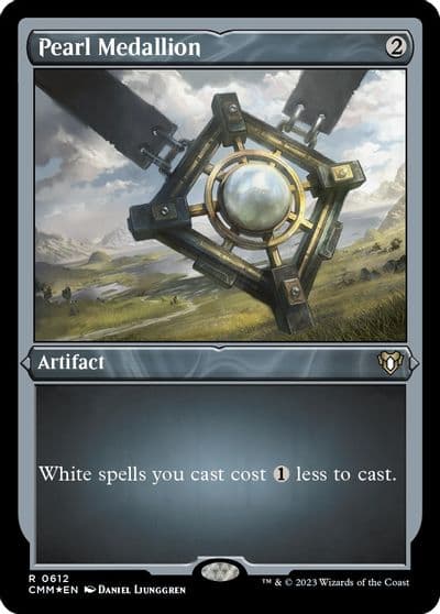Pearl Medallion Foil Etched Commander Masters Magic card