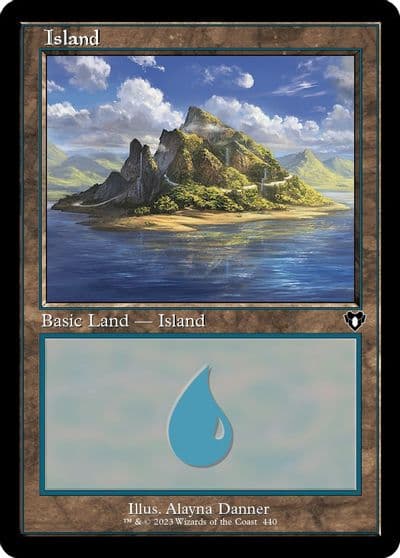 Island 440 Retro Frame Commander Masters Magic card