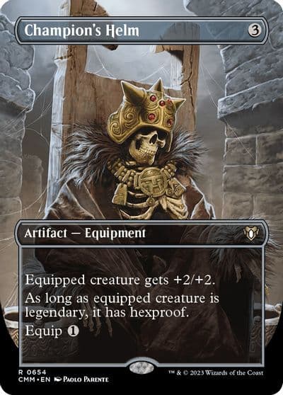 Champions Helm Borderless Commander Masters Magic card