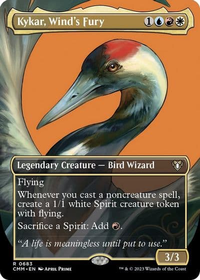 Kykar Winds Fury Borderless Commander Masters Magic card