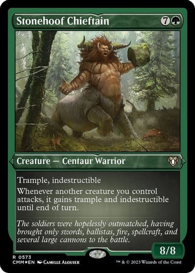 Stonehoof Chieftain Foil Etched Commander Masters Magic card
