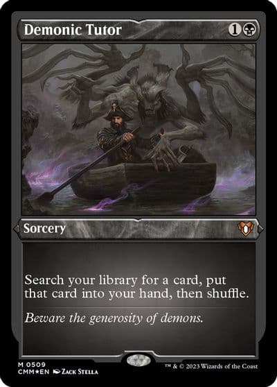 Demonic Tutor Foil Etched Commander Masters Magic card