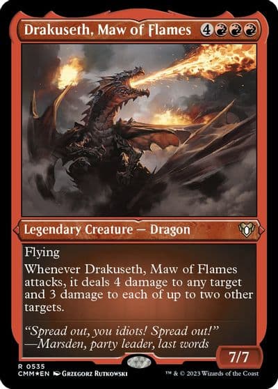 Drakuseth Maw of Flames Foil Etched Commander Masters Magic card