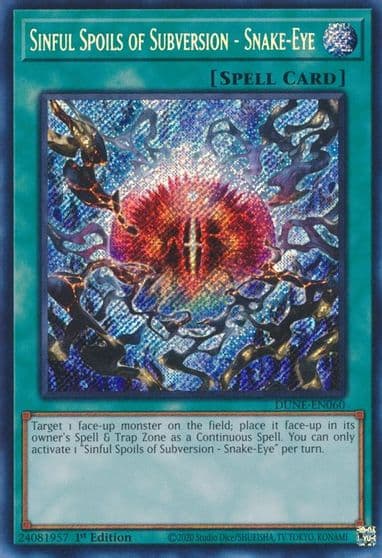 Sinful Spoils of Subversion Snake Eye Duelist Nexus Yu-Gi-Oh! card