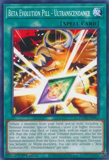 Beta Evolution Pill Ultranscendance Duelist Nexus Yu-Gi-Oh! card