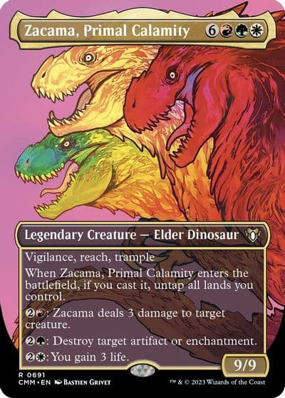 Zacama Primal Calamity Borderless Commander Masters Magic card