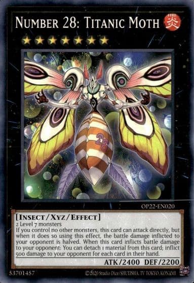 Number 28 Titanic Moth OTS Tournament Pack 22 Yu-Gi-Oh! card
