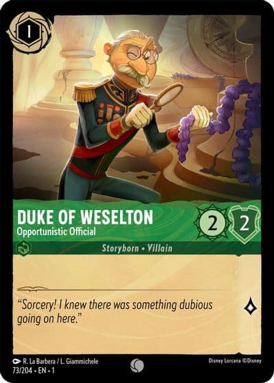 Duke of Weselton Opportunistic Official The First Chapter Lorcana card