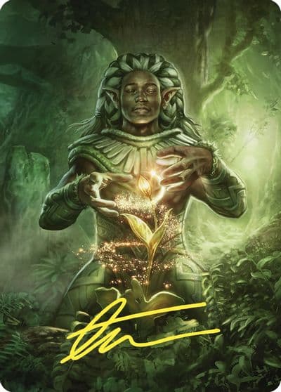 Elvish Mystic Art Card Gold Stamped Signature Art Series: Commander Masters Magic card