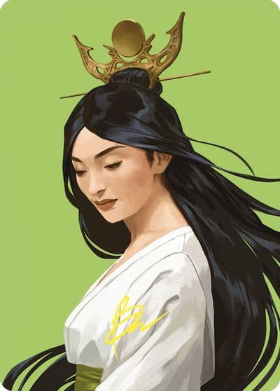 Azusa Lost but Seeking Art Card Gold Stamped Signature Art Series: Commander Masters Magic card