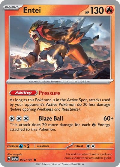 Entei SV03: Obsidian Flames Pokemon card