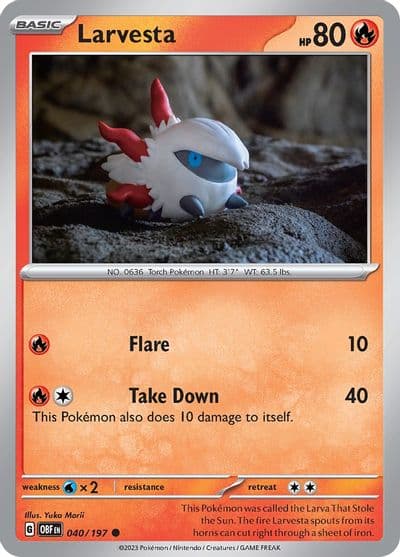 Larvesta SV03: Obsidian Flames Pokemon card