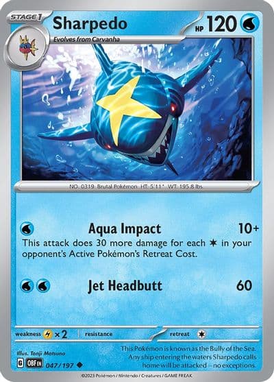 Sharpedo SV03: Obsidian Flames Pokemon card