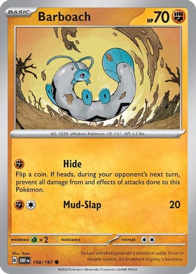 Barboach SV03: Obsidian Flames Pokemon card