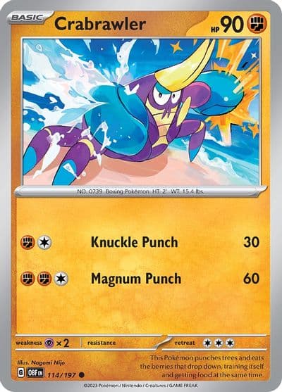 Crabrawler SV03: Obsidian Flames Pokemon card