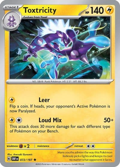 Toxtricity SV03: Obsidian Flames Pokemon card
