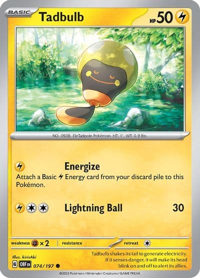 Tadbulb 074/197 SV03: Obsidian Flames Pokemon card