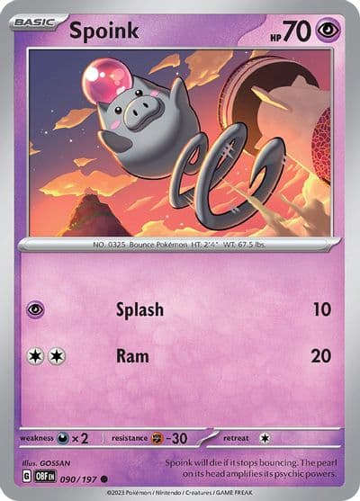 Spoink SV03: Obsidian Flames Pokemon card