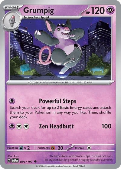 Grumpig SV03: Obsidian Flames Pokemon card