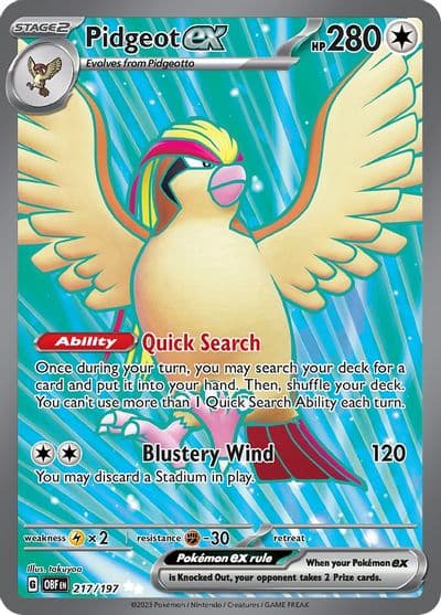 Pidgeot ex SV03: Obsidian Flames Pokemon card