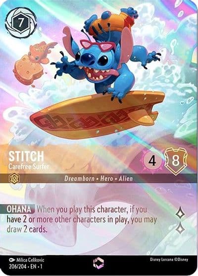 Stitch Carefree Surfer Enchanted The First Chapter Lorcana card