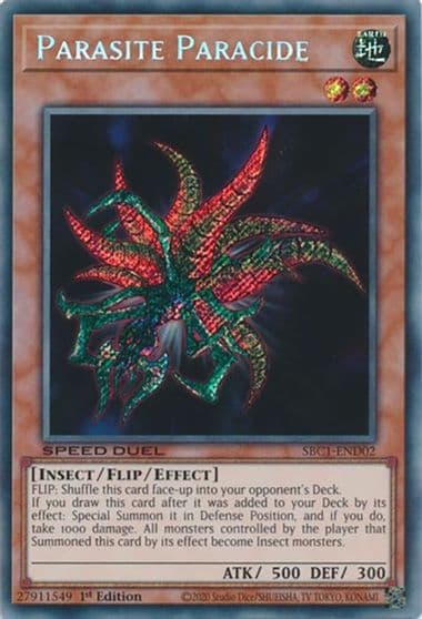 Parasite Paracide Secret Rare Speed Duel: Streets of Battle City Yu-Gi-Oh! card