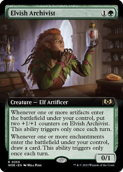Elvish Archivist Extended Art Wilds of Eldraine Magic card